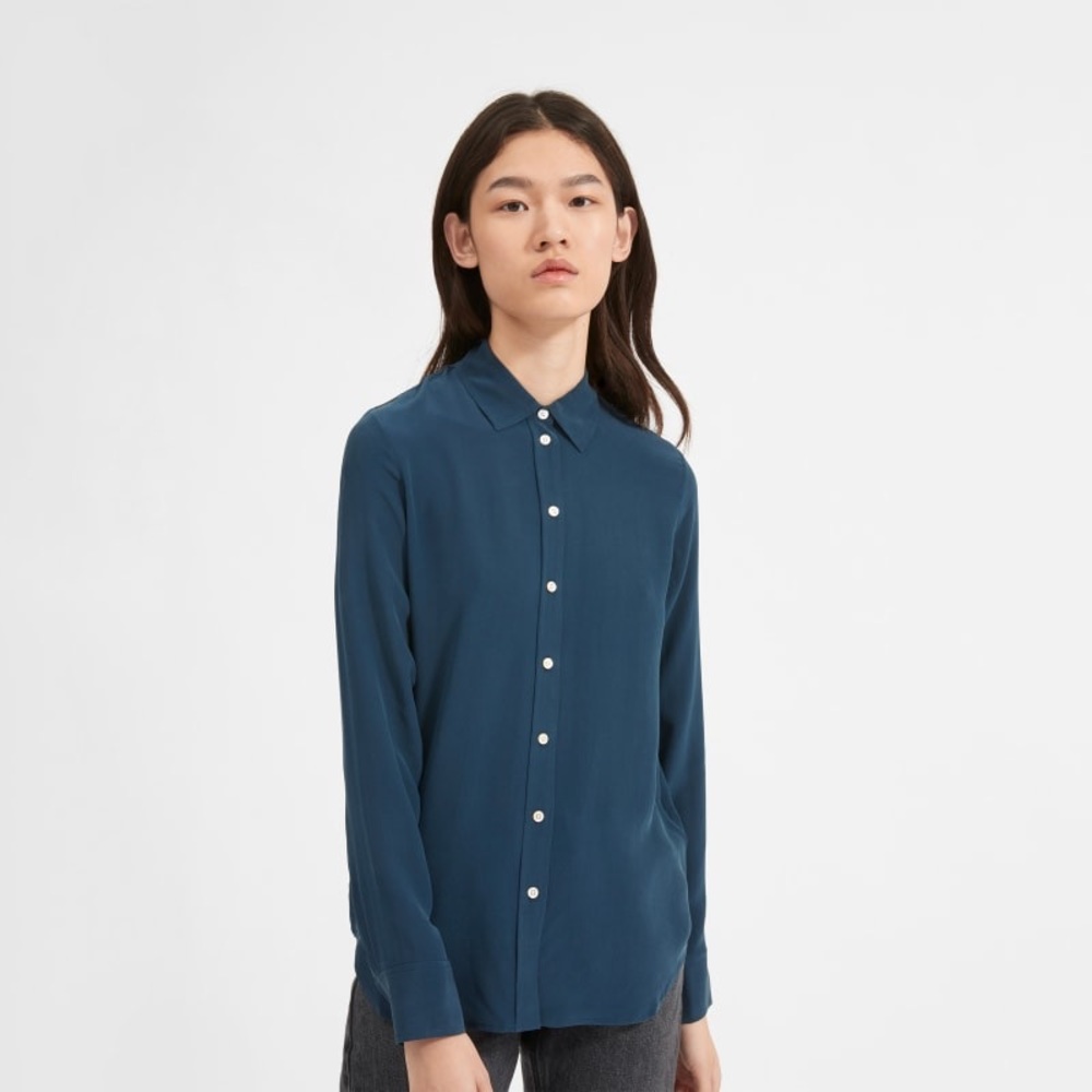 NWT Everlane | The Clean Silk Relaxed Shirt Top 8